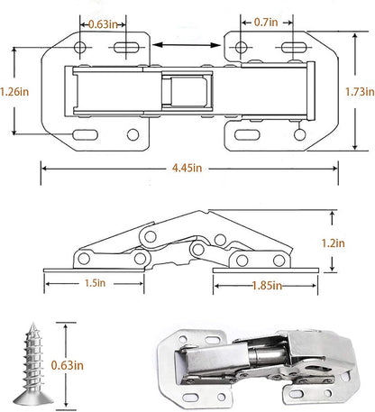 Set of 10 Hinges for Cabinets and Cupboards