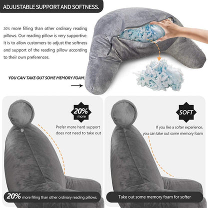 Backrest Pillow with Arms for Reading in Bed