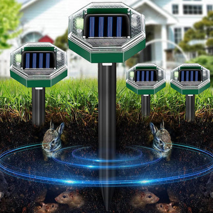 4-Pack Ultrasonic Mole Repellers – Solar-Powered Pest Control for Yard & Lawn