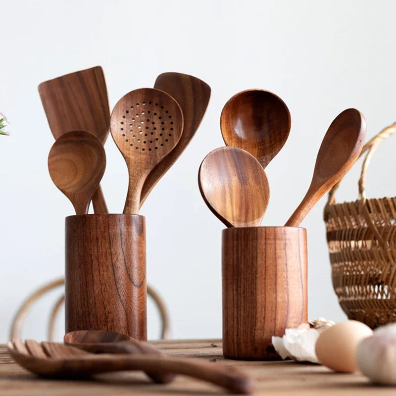 Kitchen set made of natural teak wood