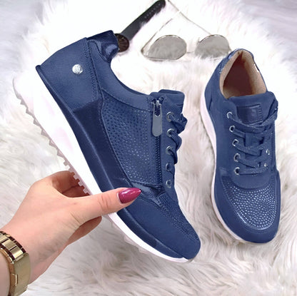 Women's Leather Sneakers with Zipper