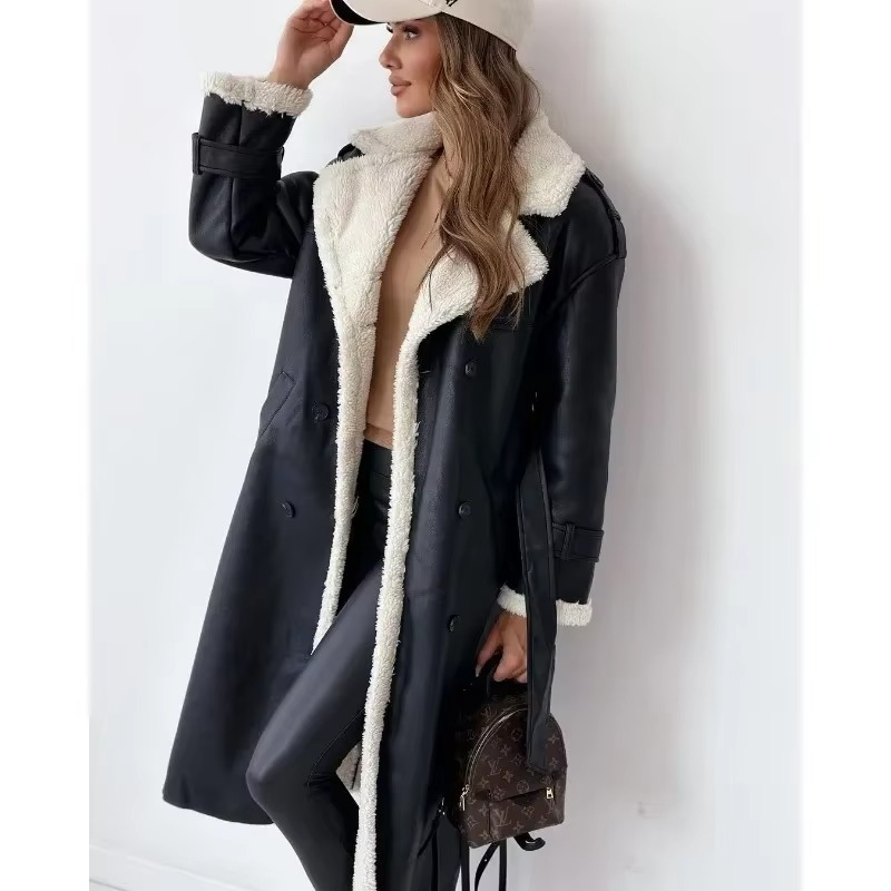 Women’s Faux Fur Winter Coat, Soft Warm Long Sleeve Lapel Collar Jacket