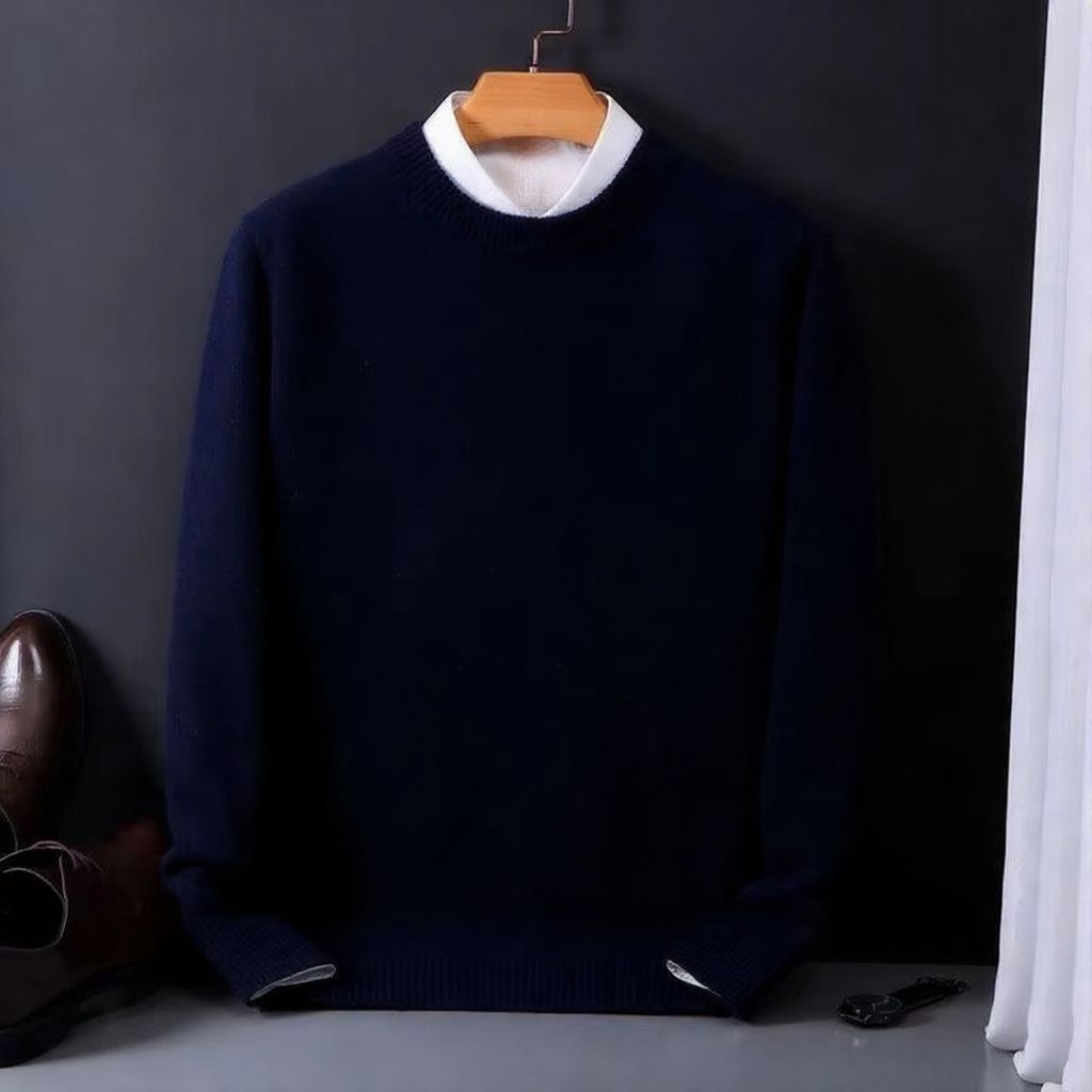 Men's Oversized Cashmere Knit Sweater O Neck Pullover M to 3XL
