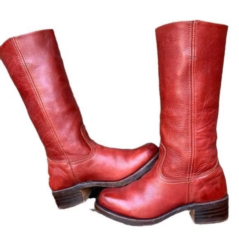 Wide-Calf Retro Square Heel Knee-High Boots for Women
