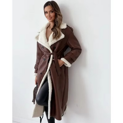 Women’s Faux Fur Winter Coat, Soft Warm Long Sleeve Lapel Collar Jacket