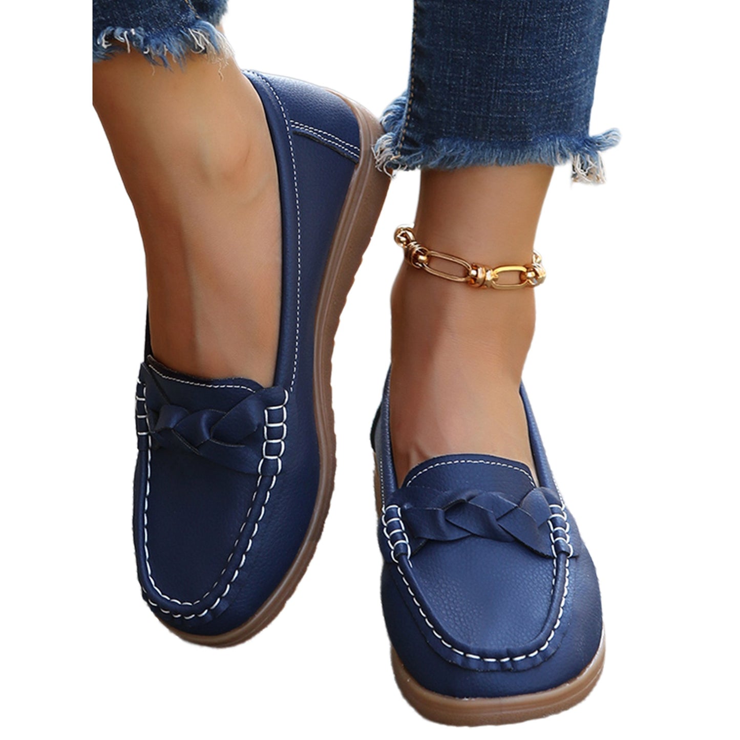 Casual Leather Loafers for Women – Slip-On Design for All-Day Comfort