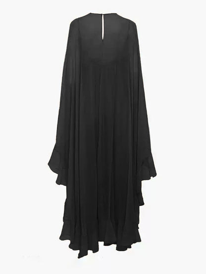 Chiffon Layered Dress With Cloak