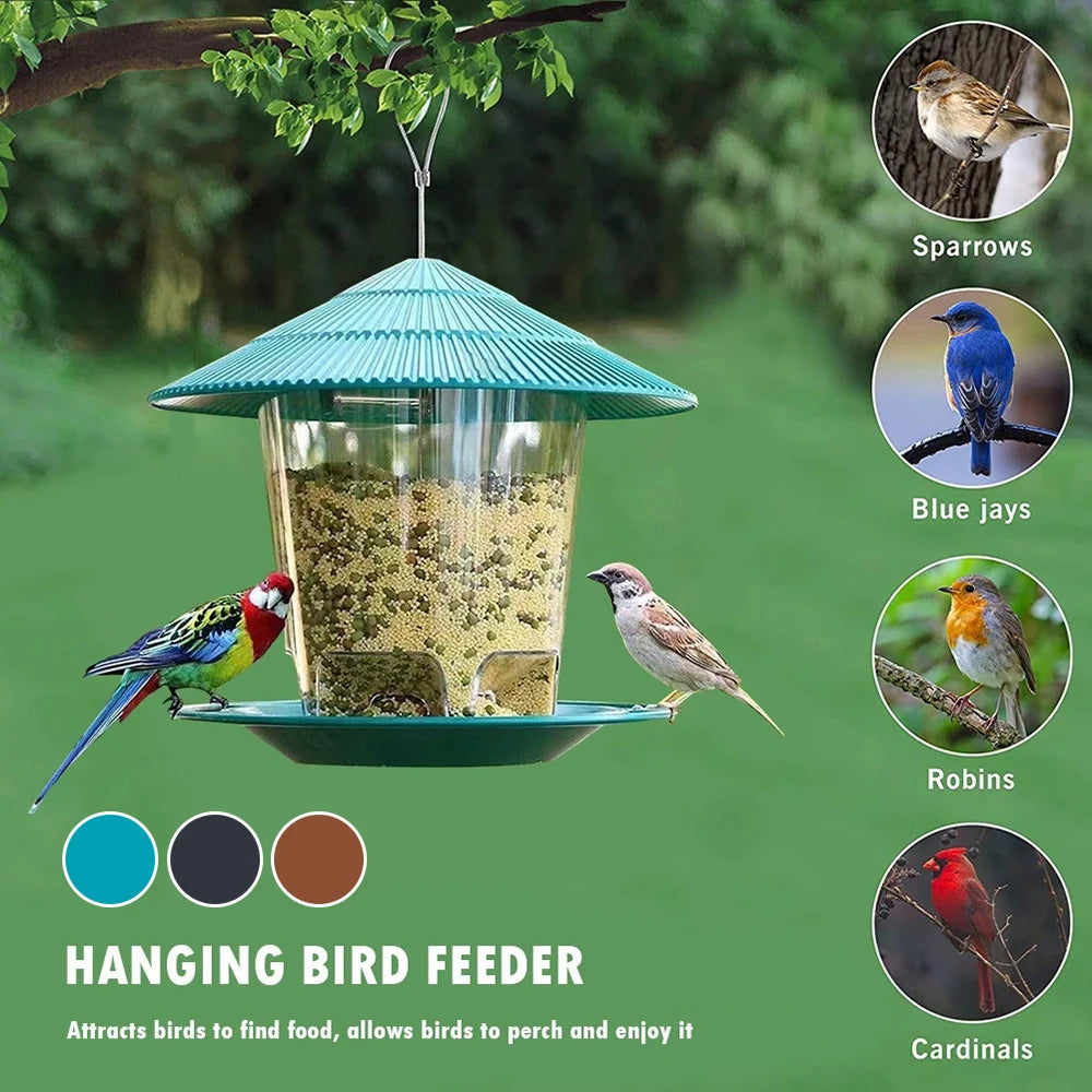 Hanging Bird Feeder with Automatic Seed Dispenser