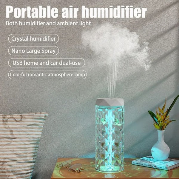 Crystal RGB Aroma Diffuser – Portable Mist Humidifier with Essential Oil & LED Mood Light