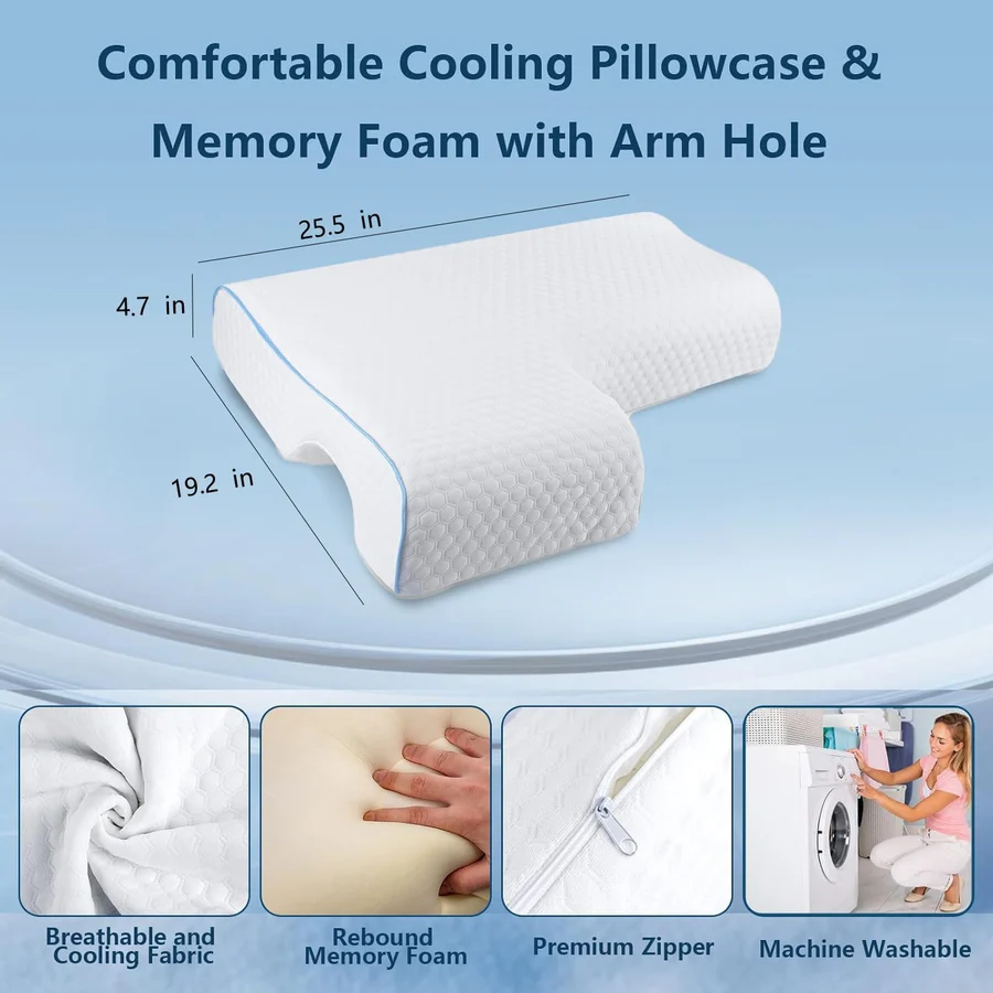 Orthopedic Couple Pillow with Arm Tunnel for Cuddling