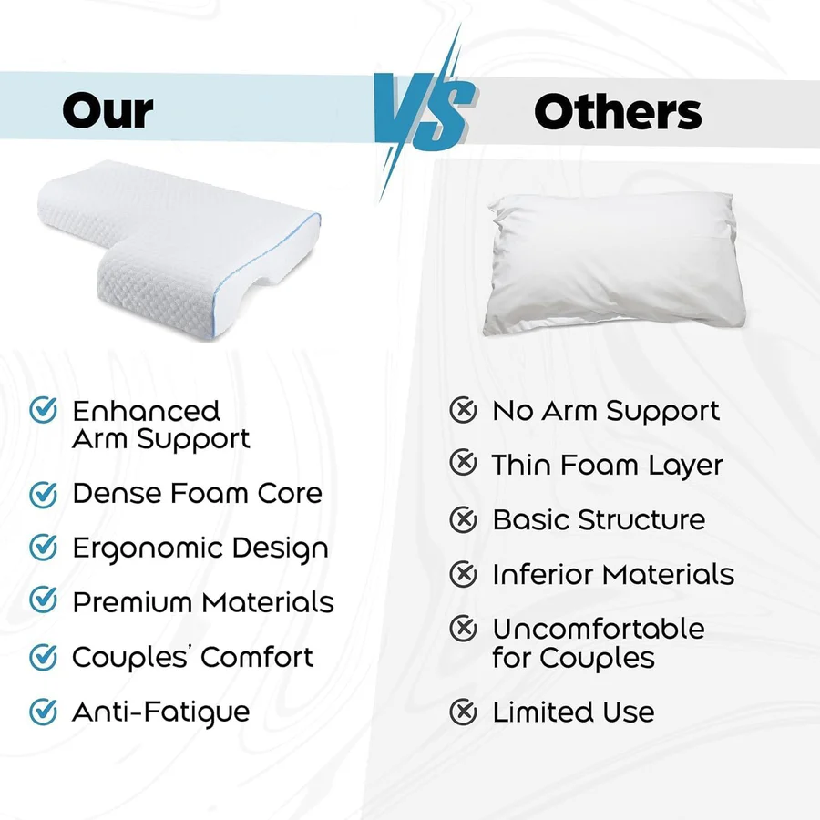 Orthopedic Couple Pillow with Arm Tunnel for Cuddling