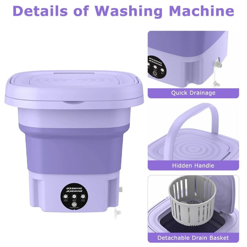 Portable Washing Machine with Spin Dryer Foldable Mini Clothes Washer