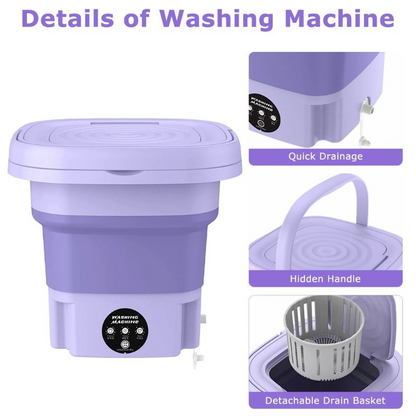 Portable Washing Machine with Spin Dryer Foldable Mini Clothes Washer