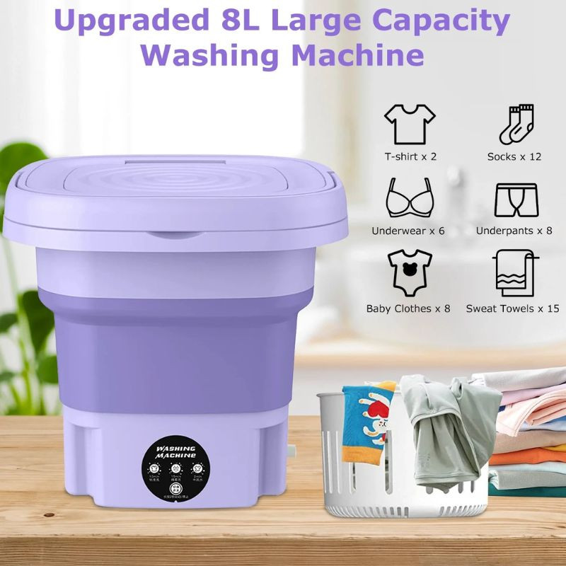 Portable Washing Machine with Spin Dryer Foldable Mini Clothes Washer