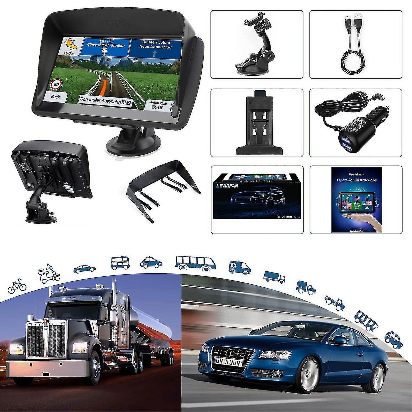 7 Inch GPS Navigation System for Cars and Trucks