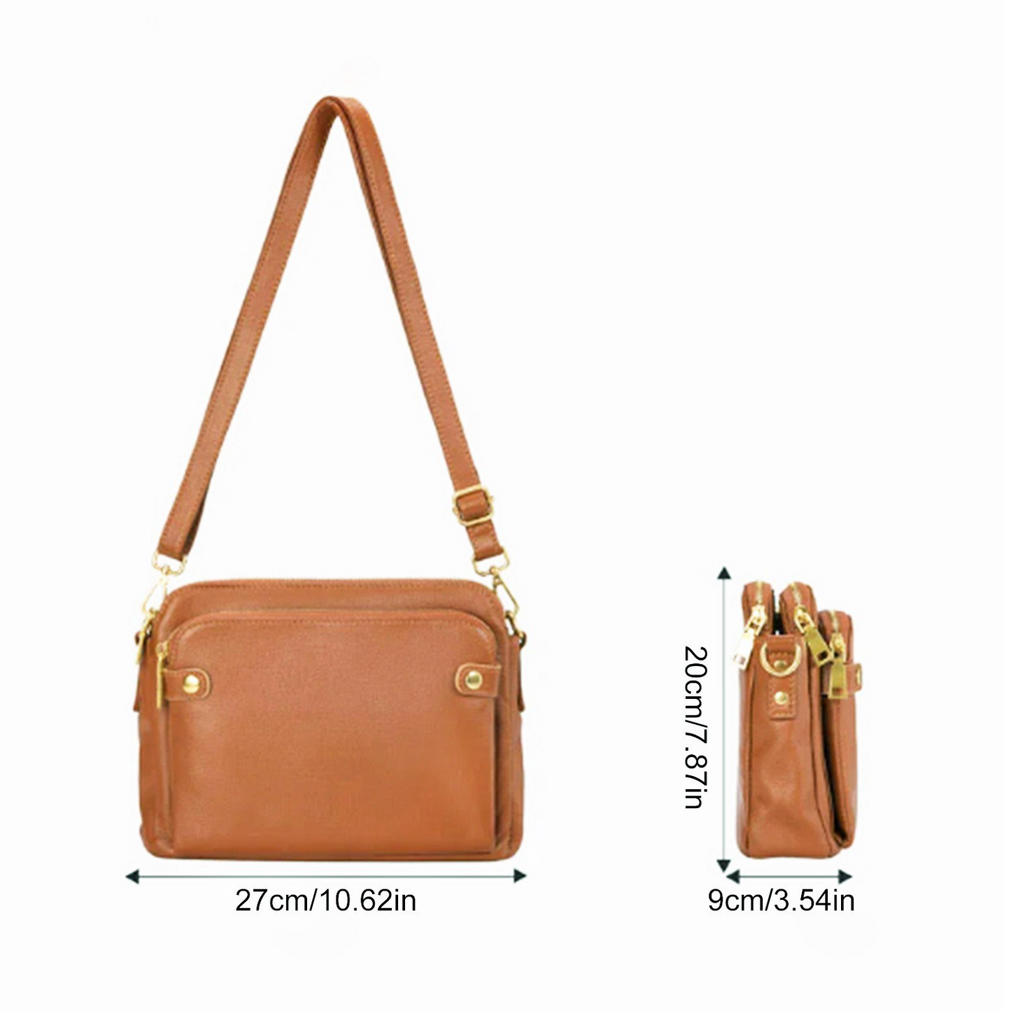 Women’s Crossbody Shoulder Bag Three Layer Leather Clutch Purse