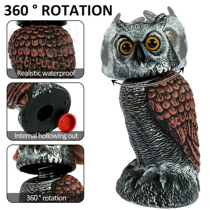 Realistic 2-Pack Owl Decoy with Rotating Head Outdoor Bird and Pest Repellent