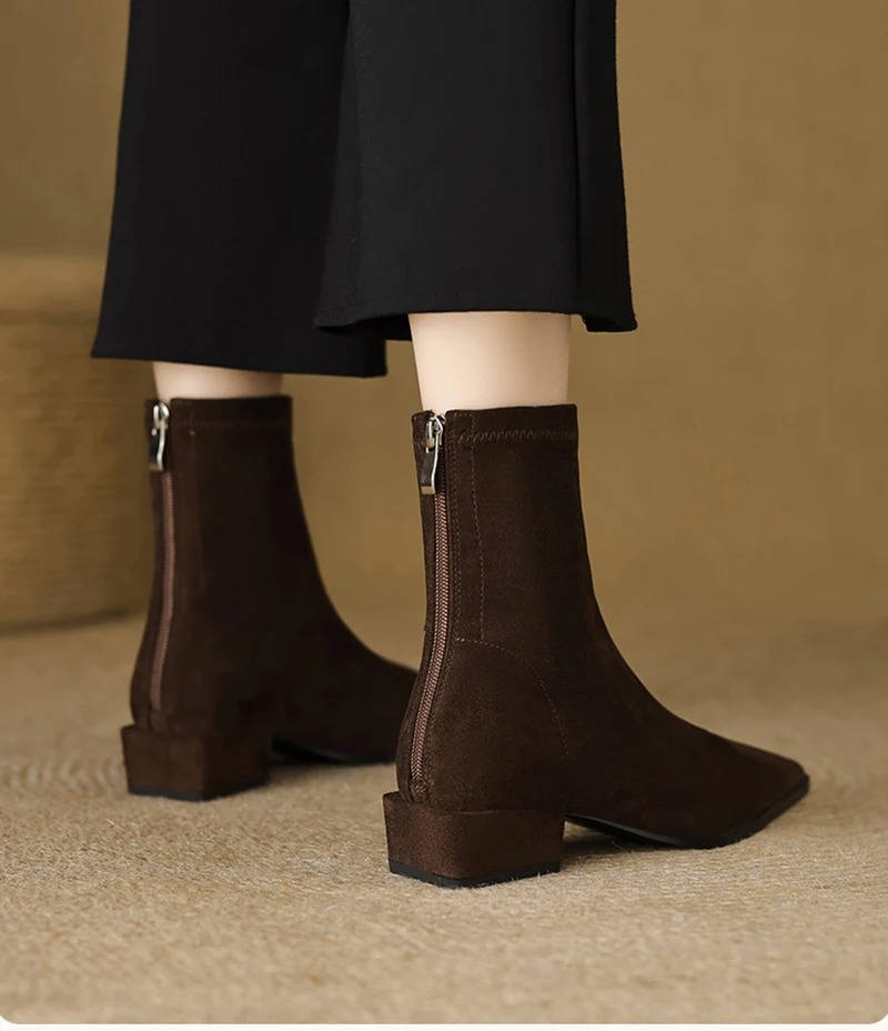 Women's Suede Ankle Boots Low Heel