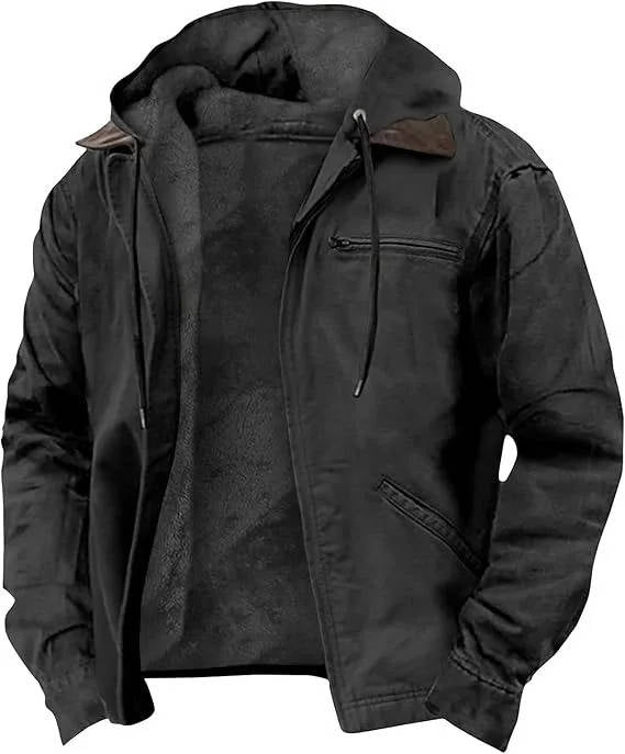 Mens Hooded Fleece Jacket with Zipper