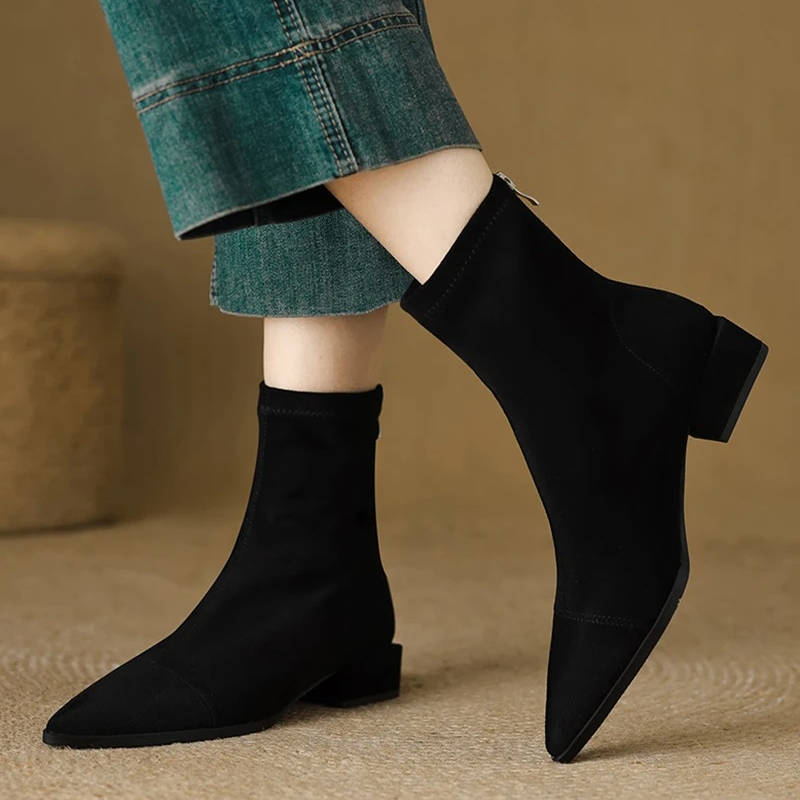 Women's Suede Ankle Boots Low Heel