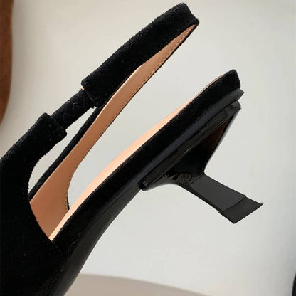 Women's Pointed Toe Slingback Kitten Heels