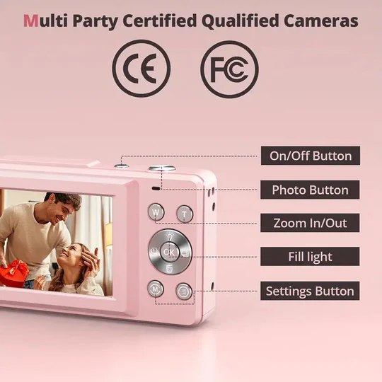 Retro Design Compact Digital Camera, High-Res Photos & 1080p Video