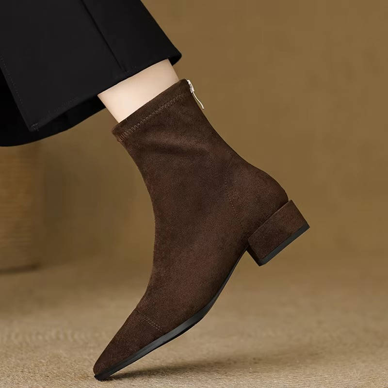Women's Suede Ankle Boots Low Heel