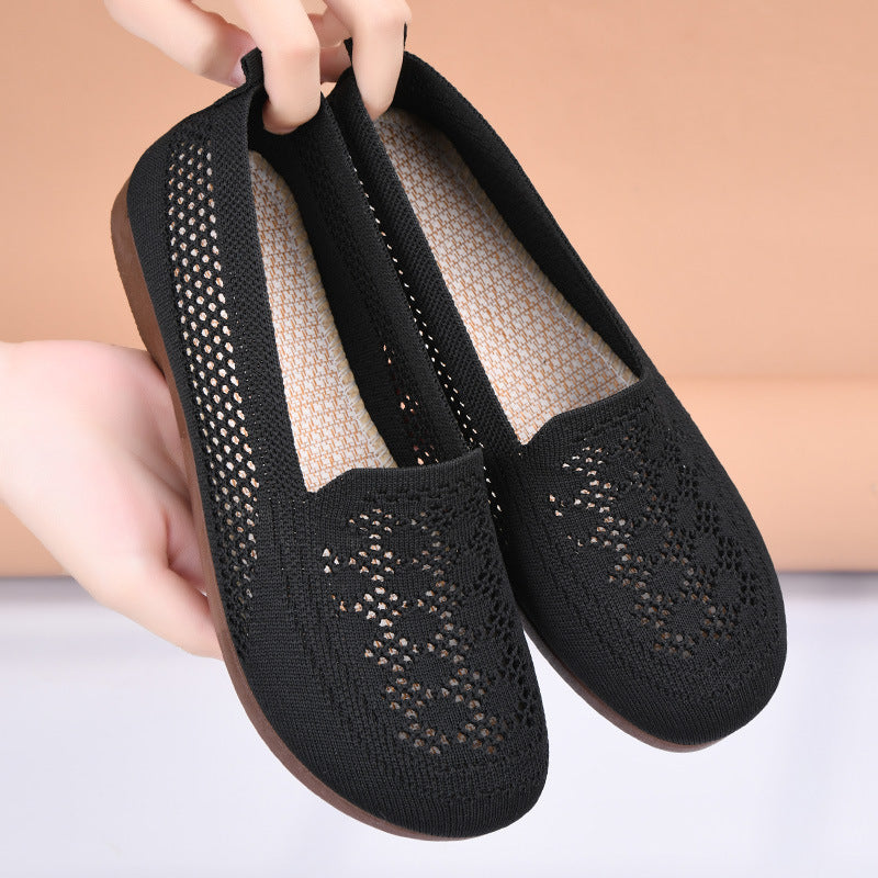 Breathable Womens Summer Mesh Shoes, Soft Sole, Shallow Mouth, Lazy Casual Shoes, Lightweight Mothers Shoes for Comfort