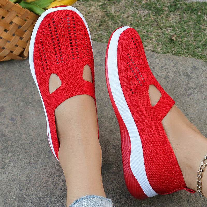 Womens Casual Shoes, Womens Shoes, Solid Color Breathable Sports Shoes, Lightweight Soft-Soled Walking Shoes, Low-Top
