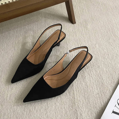 Women's Pointed Toe Slingback Kitten Heels