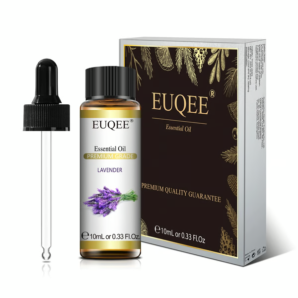 EUQEE 10ml Pure Essential Oils with Dropper for Diffusers – Lavender, Jasmine, Eucalyptus, Vanilla