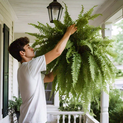Realistic Artificial Boston Fern for Outdoor Use