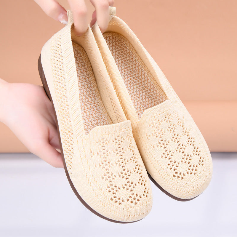 Breathable Womens Summer Mesh Shoes, Soft Sole, Shallow Mouth, Lazy Casual Shoes, Lightweight Mothers Shoes for Comfort