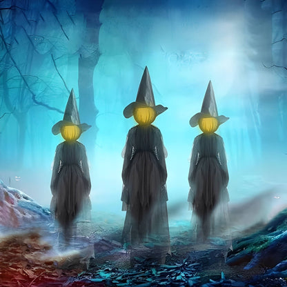 3PCS Indoor And Outdoor Halloween Decorations - Sound Activated Hand Holding Witch