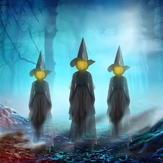 3PCS Indoor And Outdoor Halloween Decorations - Sound Activated Hand Holding Witch