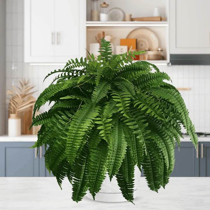 Realistic Artificial Boston Fern for Outdoor Use