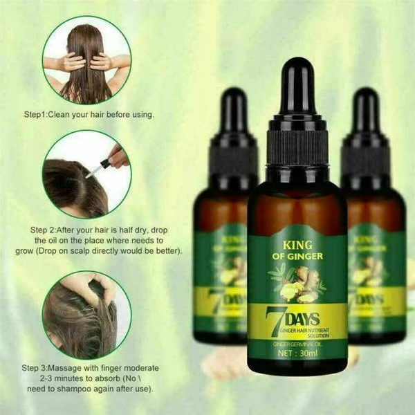 Ginger Hair Growth Germinal Oil – Regrow 7 Days Ginger Germinal Serum for Nourishing Hair Roots