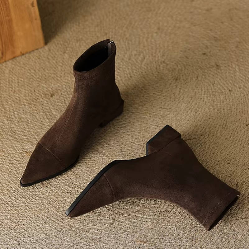 Women's Suede Ankle Boots Low Heel