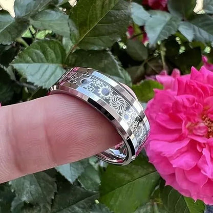 Mens Stainless Steel Carbon Fiber Ring, Stylish & Durable Rings for Men