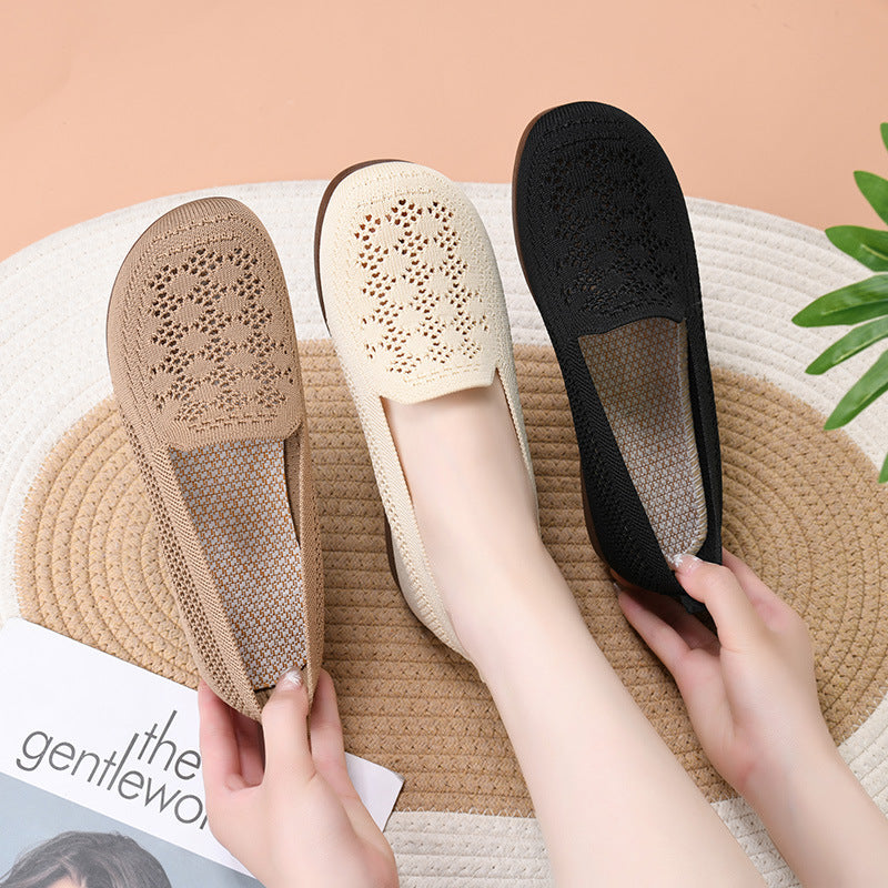 Breathable Womens Summer Mesh Shoes, Soft Sole, Shallow Mouth, Lazy Casual Shoes, Lightweight Mothers Shoes for Comfort