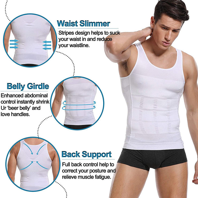 Compression Tank Top Men Slimming Body Shaper Vest, Abs Abdomen Tummy Control Workout Shirt Sleeveless Gym Fitness