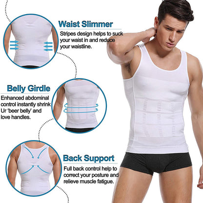 Compression Tank Top Men Slimming Body Shaper Vest, Abs Abdomen Tummy Control Workout Shirt Sleeveless Gym Fitness