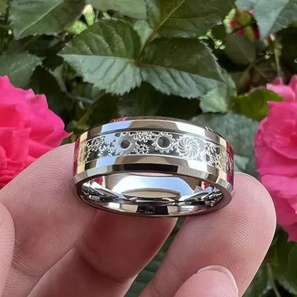 Mens Stainless Steel Carbon Fiber Ring, Stylish & Durable Rings for Men