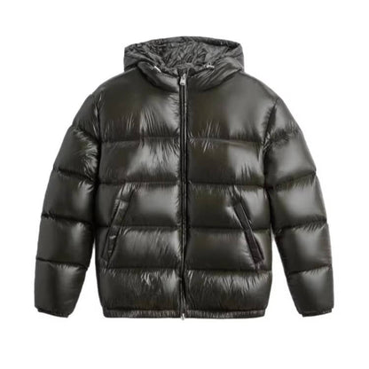 Mens Glossy Puffer Jacket with Hood
