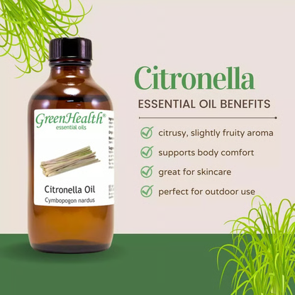 4 fl oz Citronella Essential Oil (100% Pure & Natural) - GreenHealth