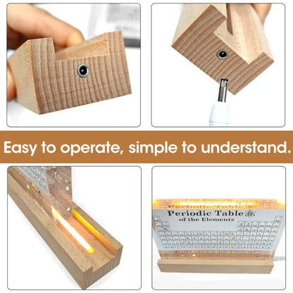 Acrylic Periodic Table with Wooden Light Base