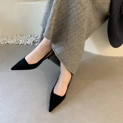 Women's Pointed Toe Slingback Kitten Heels