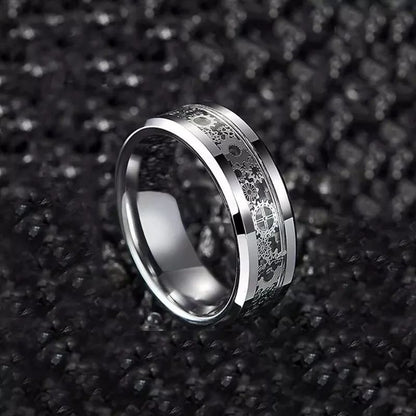 Mens Stainless Steel Carbon Fiber Ring, Stylish & Durable Rings for Men