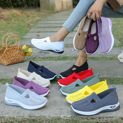 Womens Casual Shoes, Womens Shoes, Solid Color Breathable Sports Shoes, Lightweight Soft-Soled Walking Shoes, Low-Top
