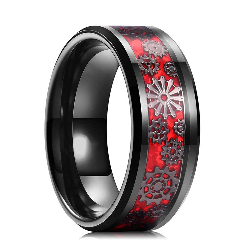 Mens Stainless Steel Carbon Fiber Ring, Stylish & Durable Rings for Men